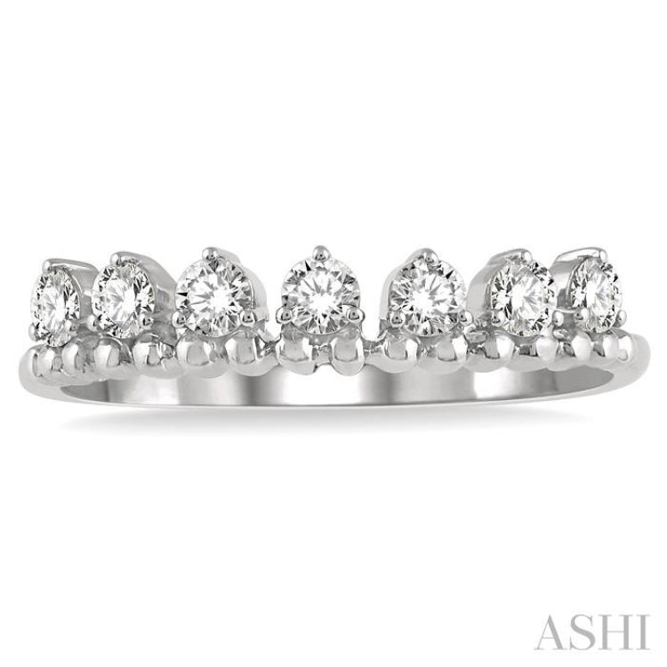 1/3 Ctw Lined Circular Mount Round Cut Diamond Fashion Stackable Band in 14K White Gold