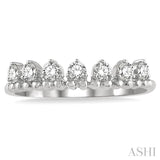 1/3 Ctw Lined Circular Mount Round Cut Diamond Fashion Stackable Band in 14K White Gold