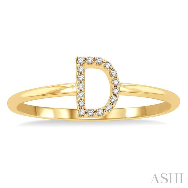 1/20 Ctw Initial 'D' Round Cut Diamond Fashion Ring in 10K Yellow Gold