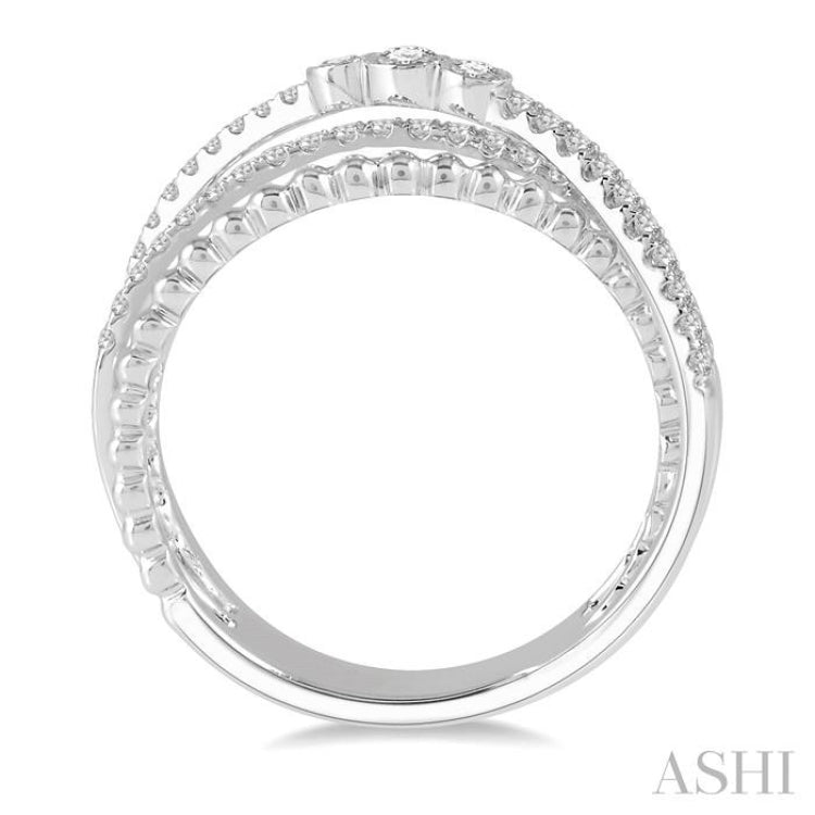 1/3 Ctw Cris-Cross Layered Diamond Fashion Ring in 14K White Gold