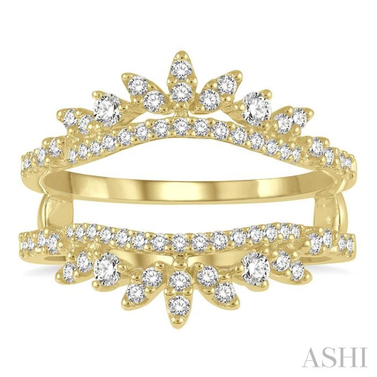 1/2 Ctw Pod Accent Crown Round Cut Diamond Insert Ring in 14K Yellow Gold
