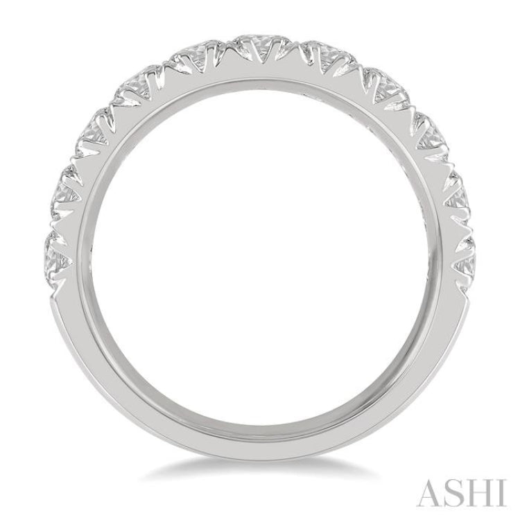 2 Ctw 11 Stone Round Cut Diamond Wedding Band in 14K White Gold