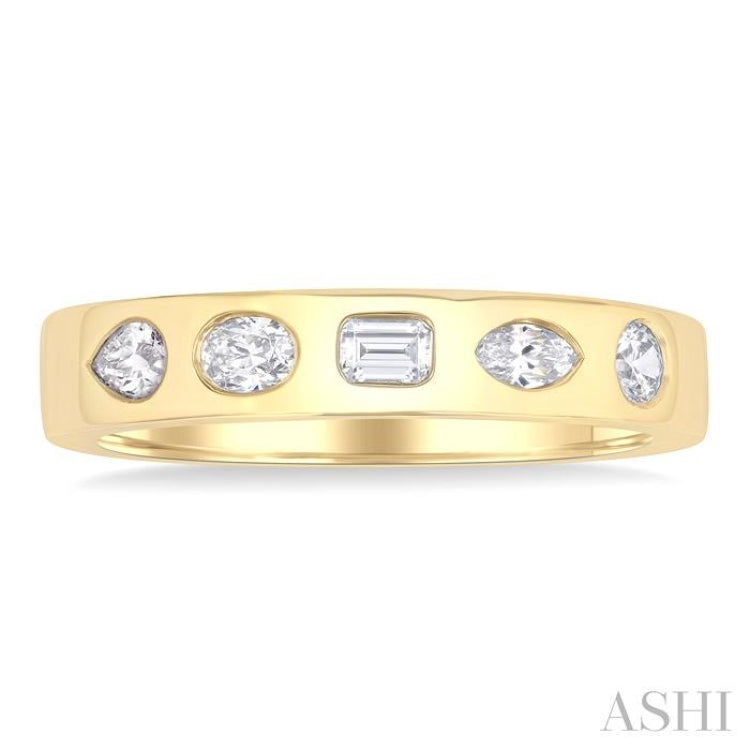 3/8 Ctw Spaced Mixed Shape Diamond Cut Fashion Band in 14K Yellow Gold