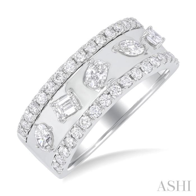 7/8 Ctw 5-Stone Mixed Shape Diamond Fashion Band in 14K White Gold