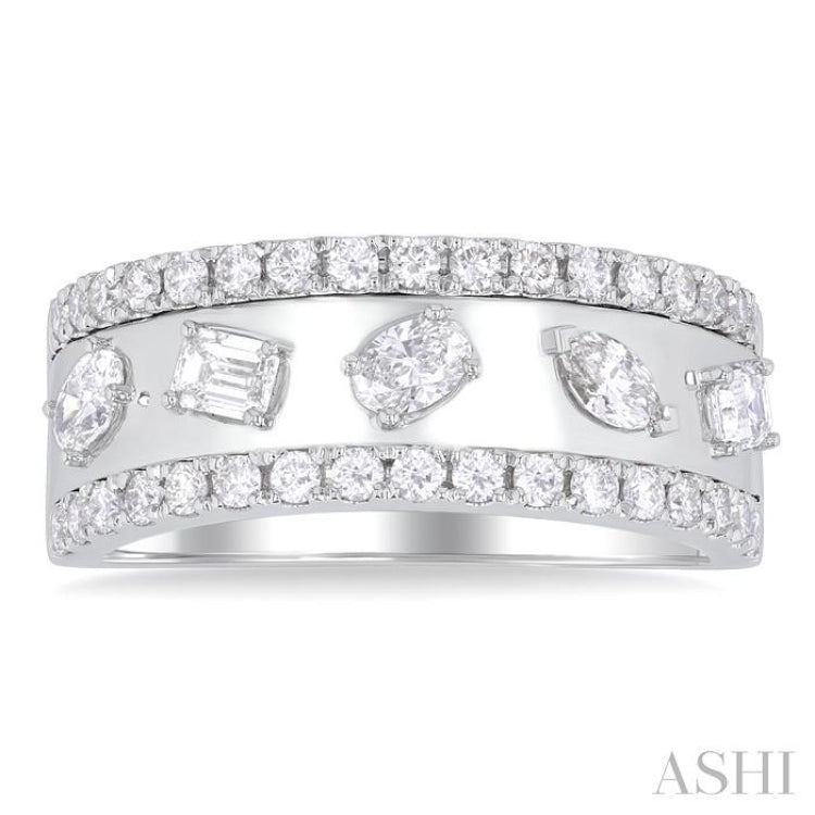 7/8 Ctw 5-Stone Mixed Shape Diamond Fashion Band in 14K White Gold