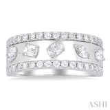 7/8 Ctw 5-Stone Mixed Shape Diamond Fashion Band in 14K White Gold