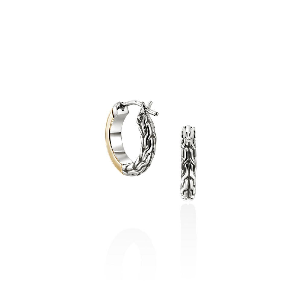 JH Essentials 14K Gold & Silver Hoop Earrings (14mm)