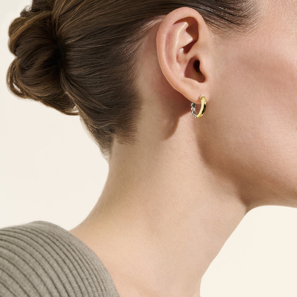 JH Essentials 14K Gold & Silver Hoop Earrings (14mm)