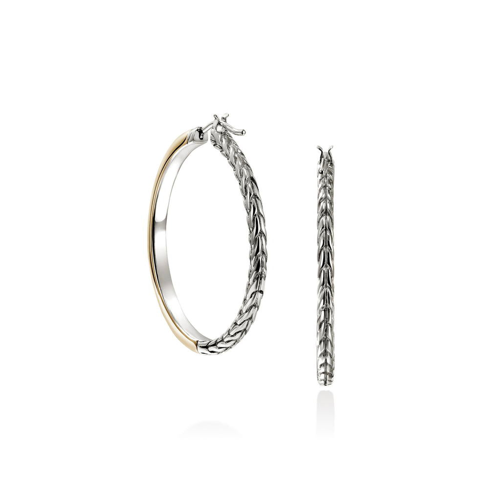 JH Essentials 14K Gold & Silver Hoop Earrings (34.5mm)