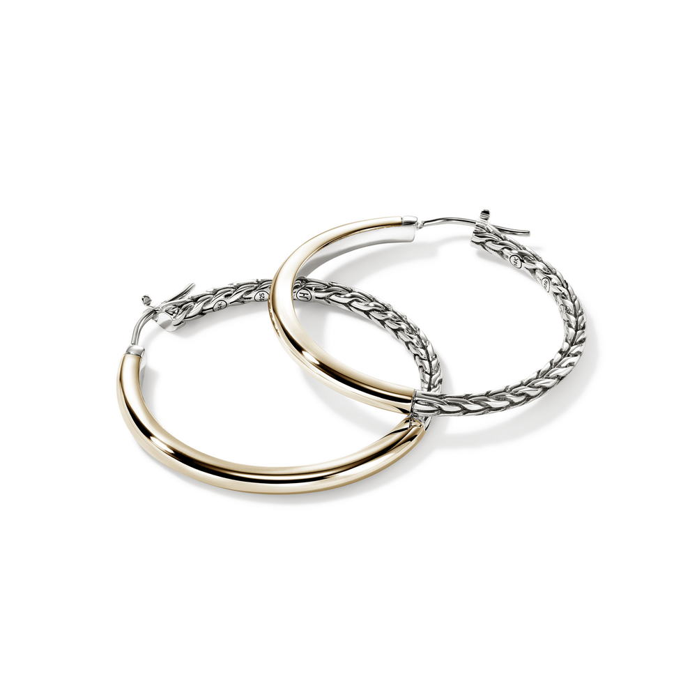 JH Essentials 14K Gold & Silver Hoop Earrings (34.5mm)