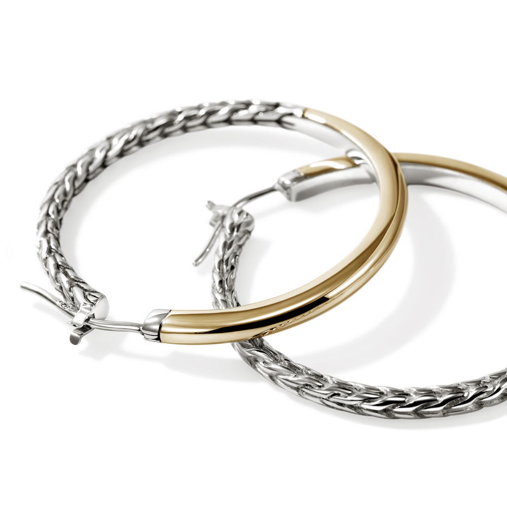JH Essentials 14K Gold & Silver Hoop Earrings (34.5mm)