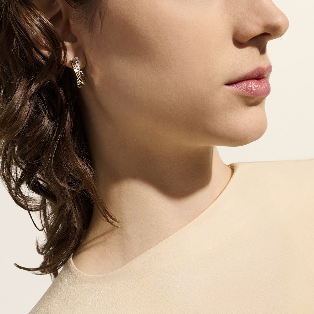 JH Essentials 14K Gold & Silver Crossover Earrings (Length 20.5mm)