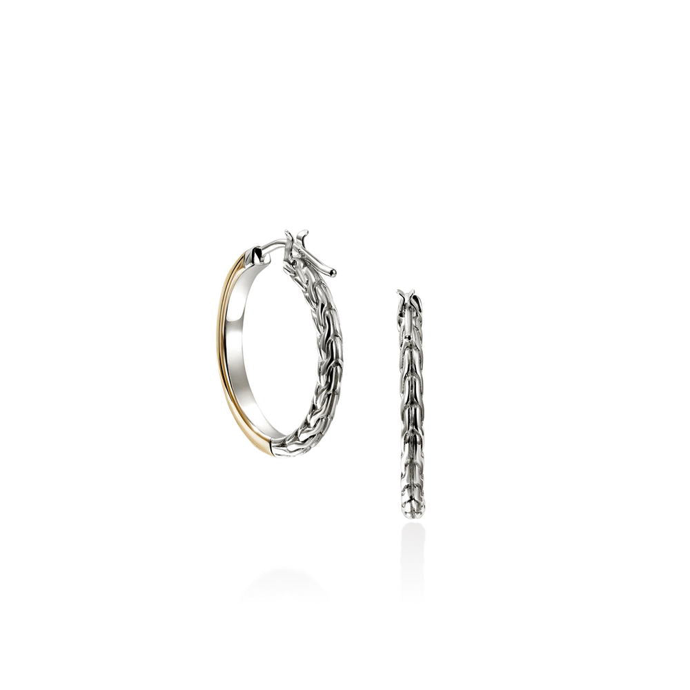 JH Essentials 14K Gold & Silver Hoop Earrings (22mm)
