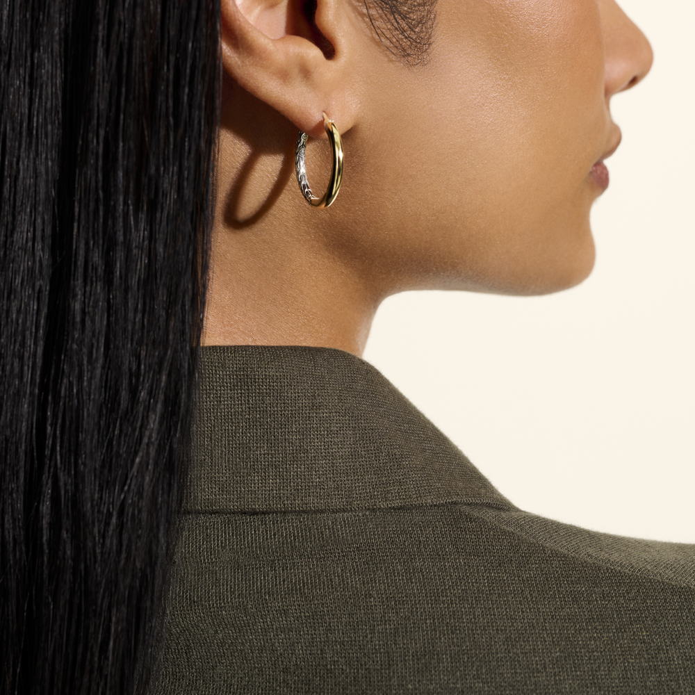 JH Essentials 14K Gold & Silver Hoop Earrings (22mm)