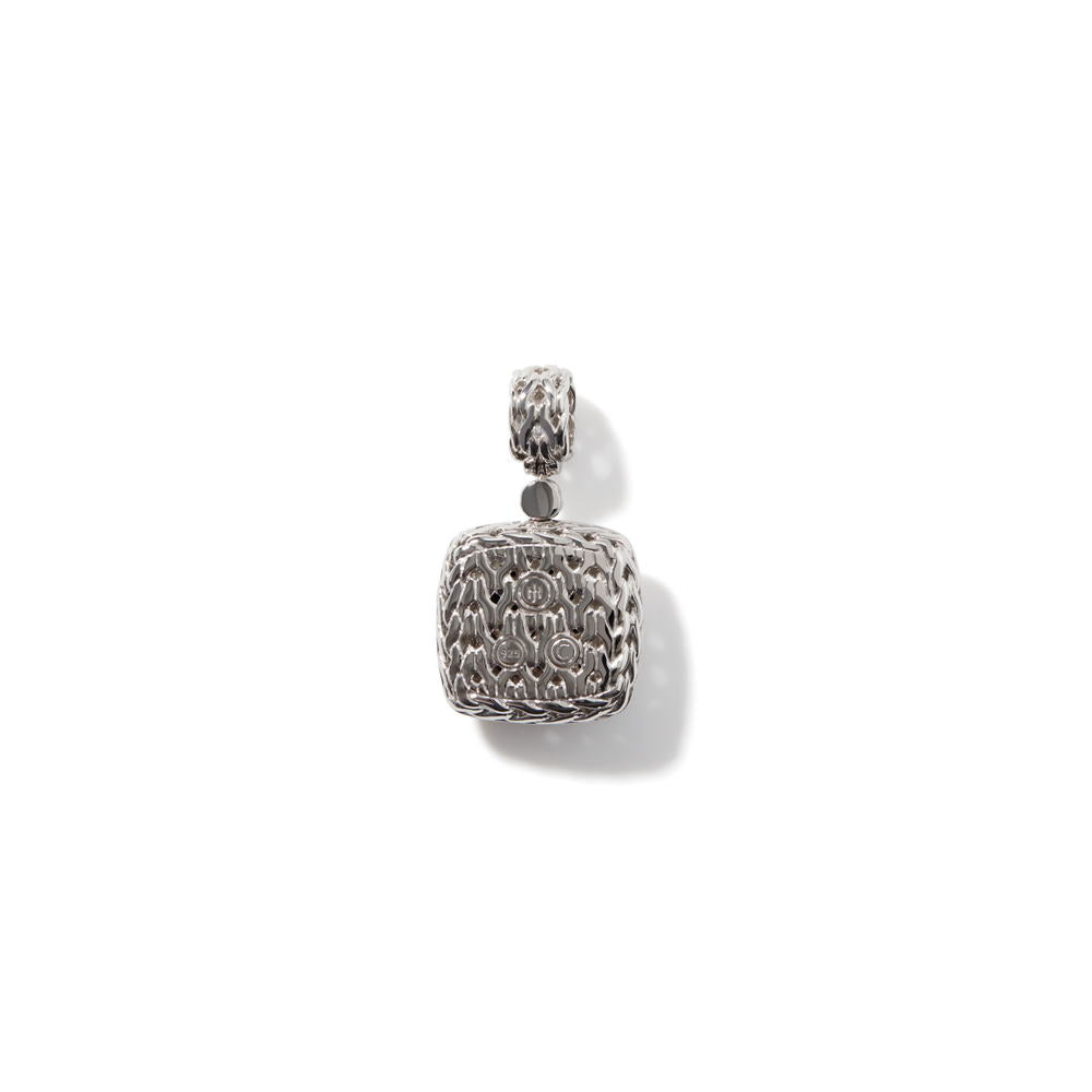 Essentials Silver Diamond Pave Medium Square Pendant (0.72ct)