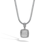 Essentials Silver Diamond Pave Medium Square Pendant (0.72ct)