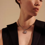 Essentials Silver Diamond Pave Medium Square Pendant (0.72ct)