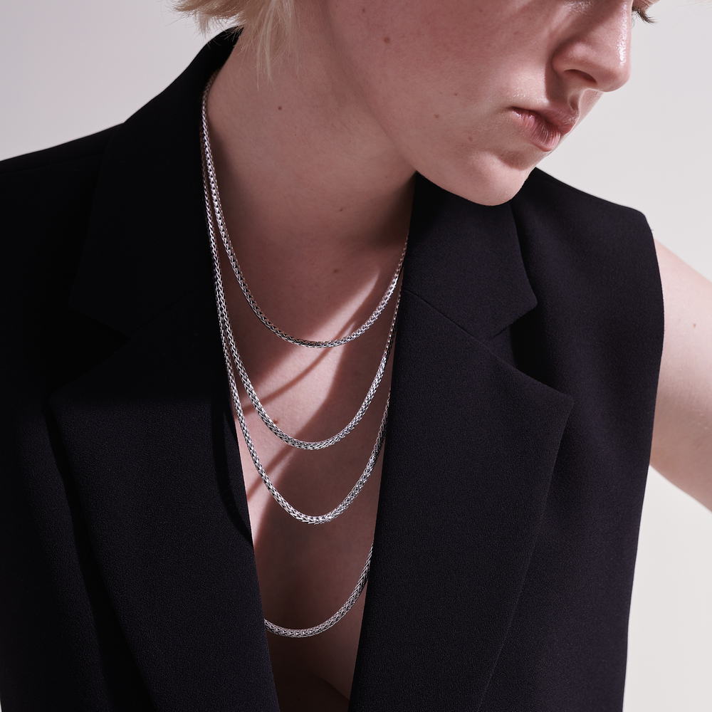 Chains Icon Silver Slim Necklace 3.5mm, Size 18