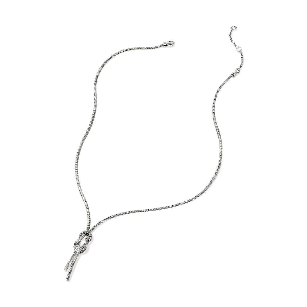 Love Knot Silver 1.8mm Chain Necklace, Size 16-18 Adjustable