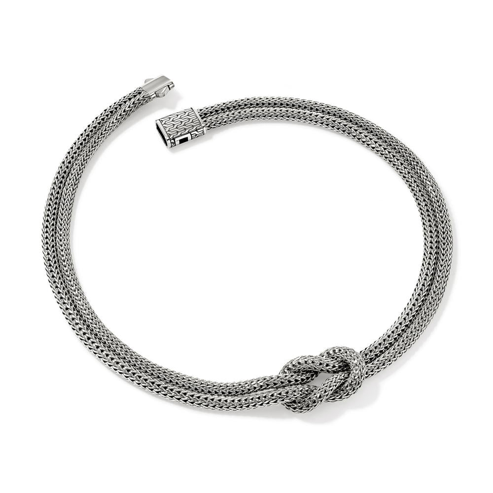 Love Knot Silver 10mm Extra Small Double Chain Necklace, Size 18