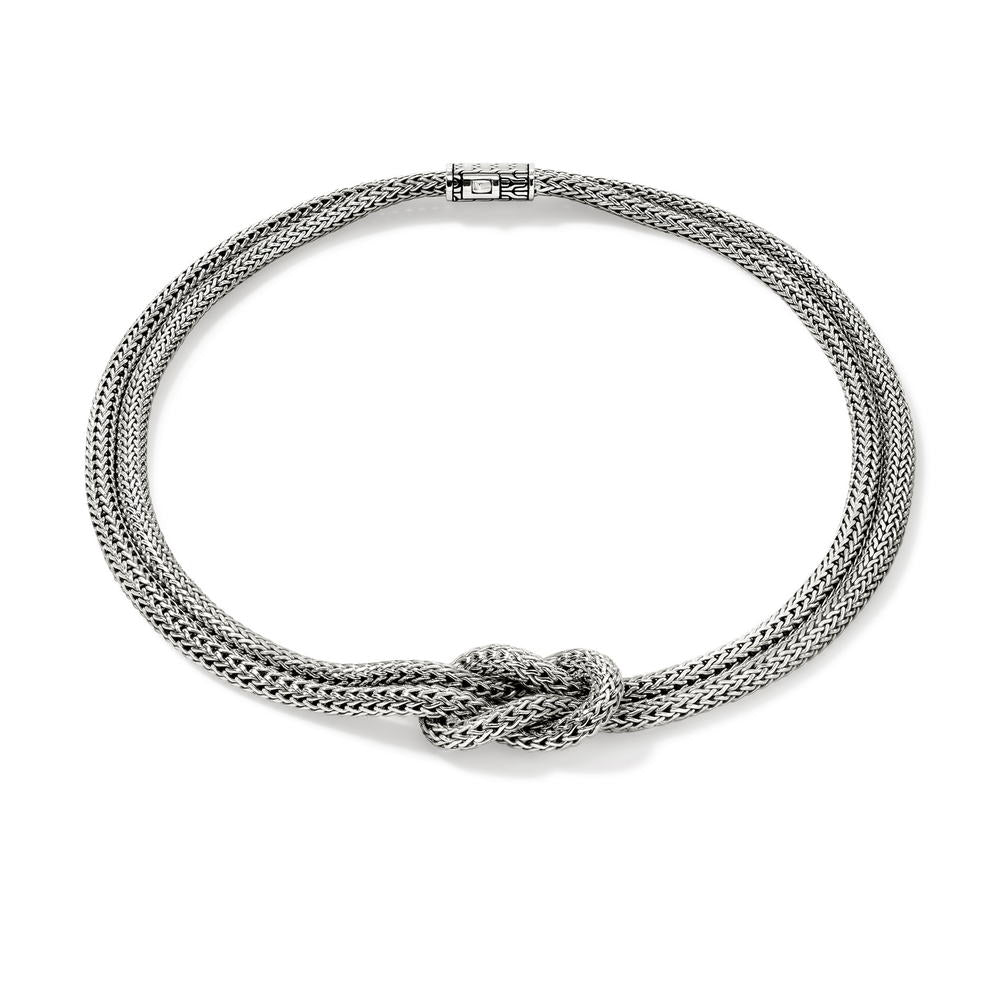 Love Knot Silver 10mm Extra Small Double Chain Necklace, Size 18