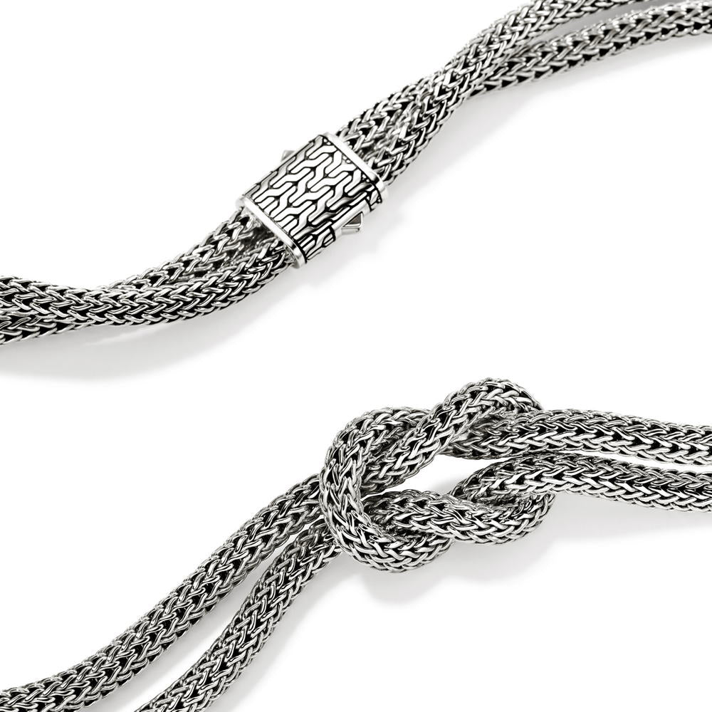 Love Knot Silver 10mm Extra Small Double Chain Necklace, Size 18
