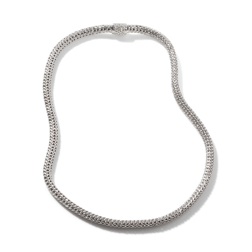 Icon Silver Diamond Pave Extra-Small Necklace (0.18ct), Size 20