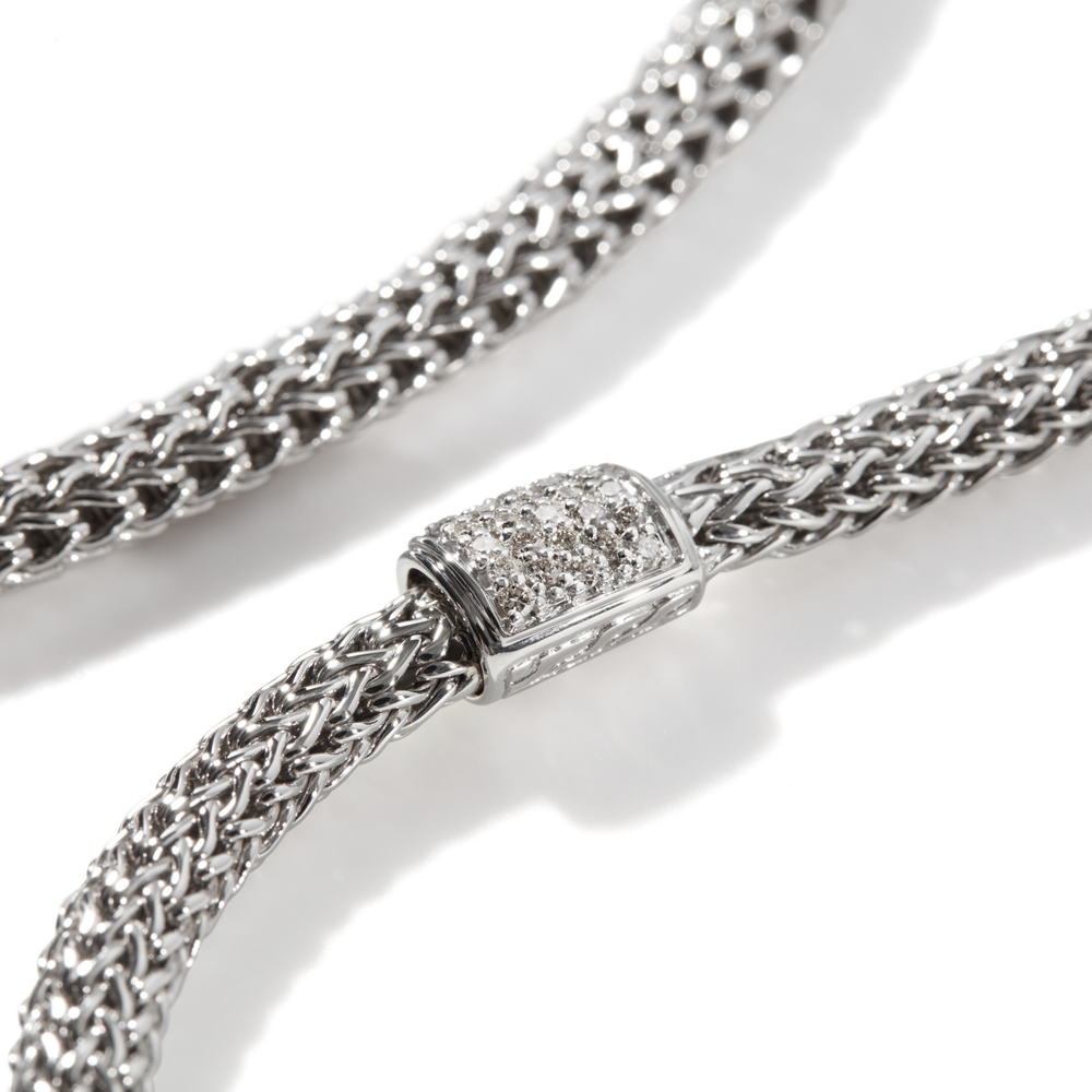 Icon Silver Diamond Pave Extra-Small Necklace (0.18ct), Size 20