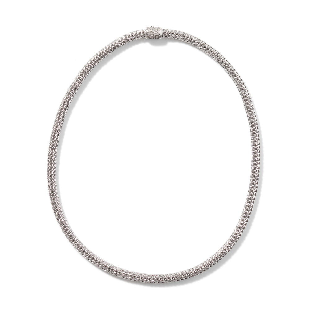Icon Silver Diamond Pave Extra-Small Necklace (0.18ct), Size 20
