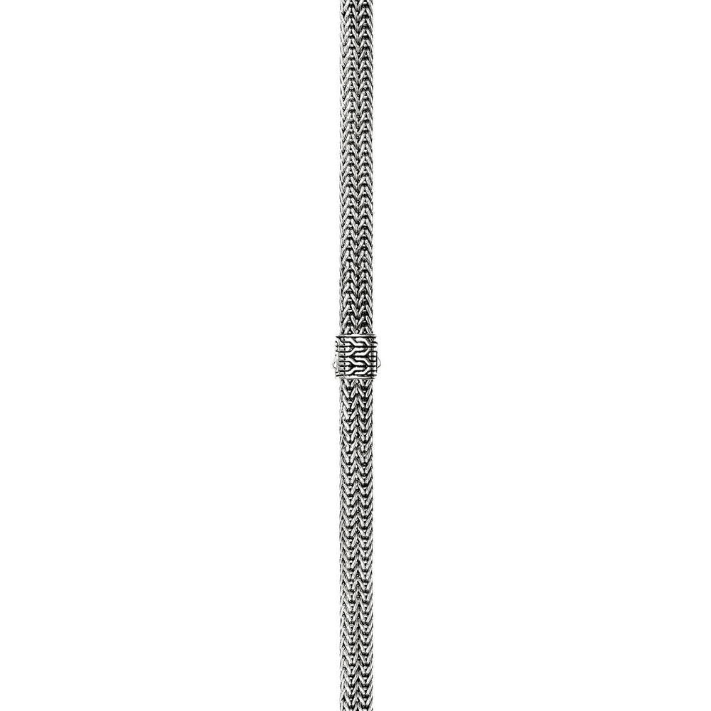 Icon Link Silver Diamond Pave (0.21ct) 6mm Necklace, Size 18