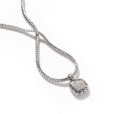 Essentials Silver Diamond Pave Square Pendant- on Chain Necklace with Diamond (0.21ct), Size 16 - 18 Adjustable