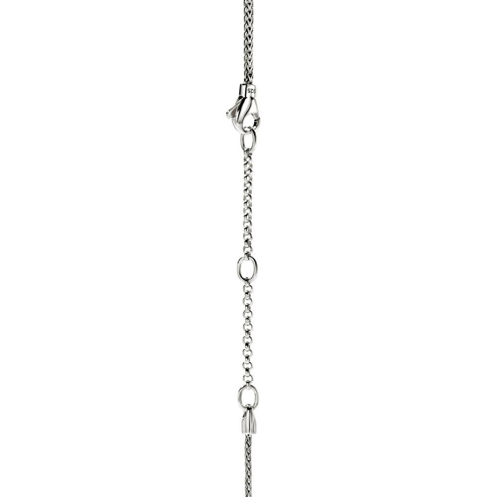 JH Essentials Silver 2.5mm Mini Chain Necklace with Blue Sapphire, Size 16-18 Adjustable