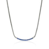 JH Essentials Silver 2.5mm Mini Chain Necklace with Blue Sapphire, Size 16-18 Adjustable