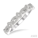 1/20 ctw Interlinking Marquise & Rhombus Mount Round Cut Diamond Stackable Band in 14K White Gold
