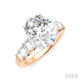 1 1/4 Ctw Oval Shape Emerald and Round Cut Diamond Semi-Mount Engagement Ring in 14K Rose and White Gold