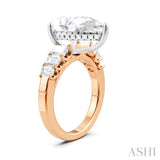 1 1/4 Ctw Pear Shape Emerald and Round Cut Diamond Semi-Mount Engagement Ring in 14K Rose and White Gold