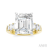 1 1/4 Ctw Emerald Shape Emerald and Round Cut Diamond Semi-Mount Engagement Ring in 14K Yellow and White Gold