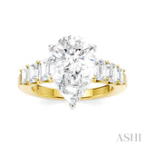 1 1/4 Ctw Pear Shape Emerald and Round Cut Diamond Semi-Mount Engagement Ring in 14K Yellow and White Gold