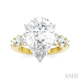 1 1/4 Ctw Pers Shape Oval and Round Cut Diamond Semi-Mount Engagement Ring in 14K Yellow and White Gold