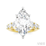 1 1/5 Ctw Marquise Shape Round Cut Diamond Semi-Mount Engagement Ring in 14K Yellow and White Gold
