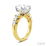 1 1/4 Ctw Oval Shape Round Cut Diamond Semi-Mount Engagement Ring in 14K Yellow and White Gold