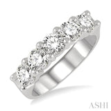 1 1/2 Ctw 5 Stone Round Cut Diamond Wedding Band in 14K White Gold