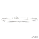 1/4 ctw Round Cut Diamond Station Bracelet in 14K White Gold