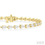 4 Ctw East West Pear Cut Diamond Fashion Tennis Bracelet in 14K Yellow Gold