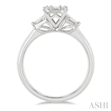 1/2 ctw Modern Rectangular Head Baguette and Round Cut Diamond Ladies Ring in 14K White Gold