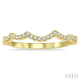 1/10 ctw Waves Round Cut Diamond Wedding Band in 14K Yellow Gold