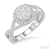 3/4 Ctw Lovebright Round Cut Diamond Engagement Ring in 14K White Gold