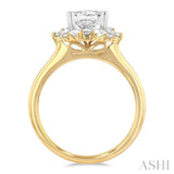 5/8 Ctw Marquise Shape Oval, Baguette and Round Cut Diamond Semi-Mount Engagement Ring in 14K Yellow and White Gold
