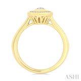 1/3 Ctw Pear shaped Art Deco Pear and Round Cut Diamond Fashion Ring in 14K Yellow Gold