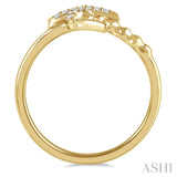 1/10 ctw Palm Tree Round Cut Diamond Petite Fashion Ring in 14K Yellow Gold